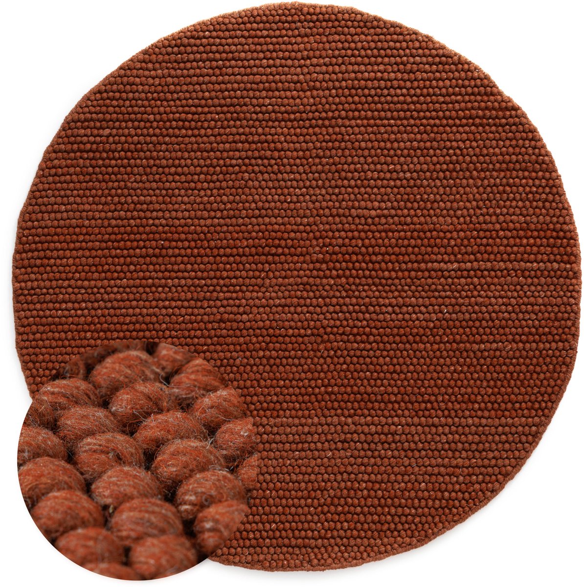 Rond wollen vloerkleed - Fjell terracotta 300