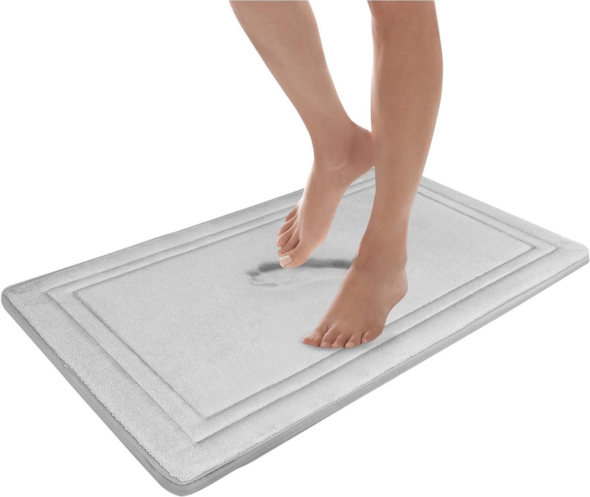 Badmat - Douchemat - Badkamer Comfort - Traagschuim Vulling - 53 x 86 cm - Chroom