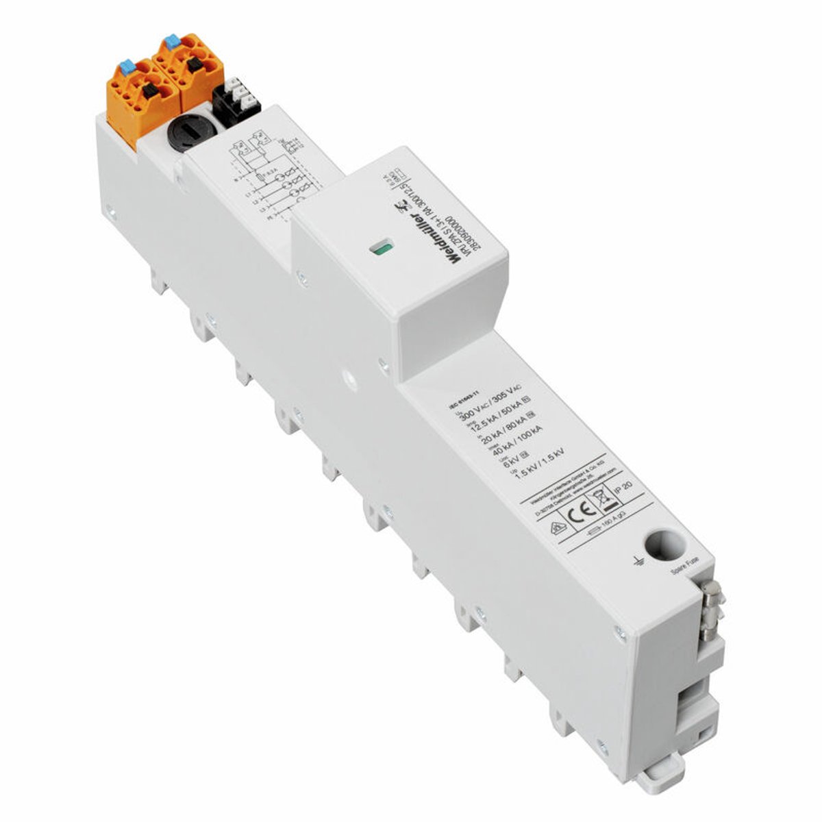 Weidmüller VPU ZPA S I 3+1 RA 300/12,5 Overspanningsafleider, laagspanning, lekstroomvrij, 2830920000