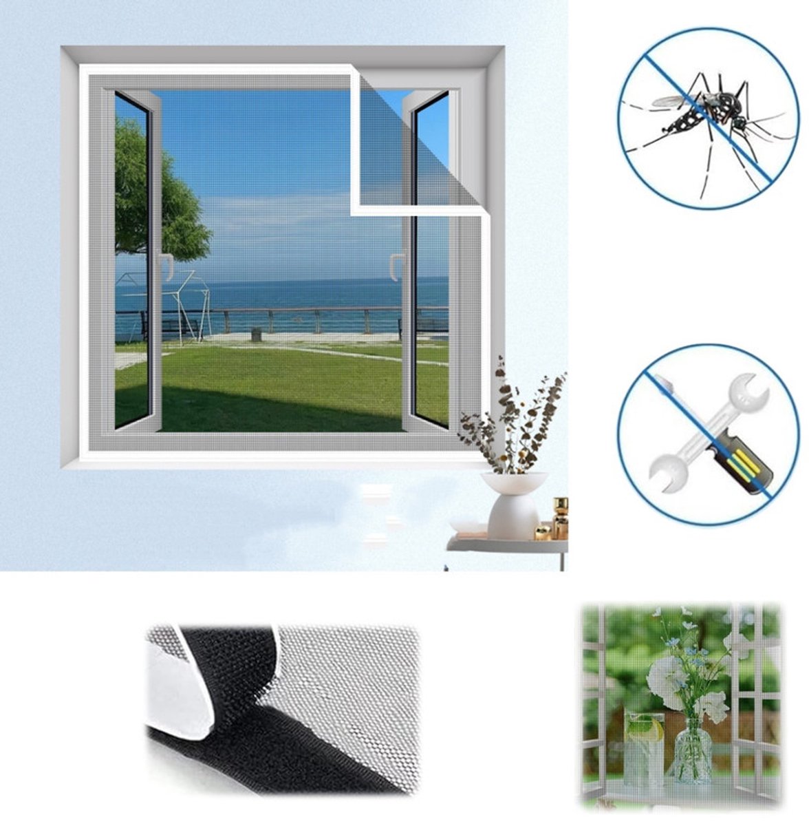 Oprolbare hor – Zelfklevend ontwerp – Hor – Schuifhor – Klittenbandbevestiging (boren niet