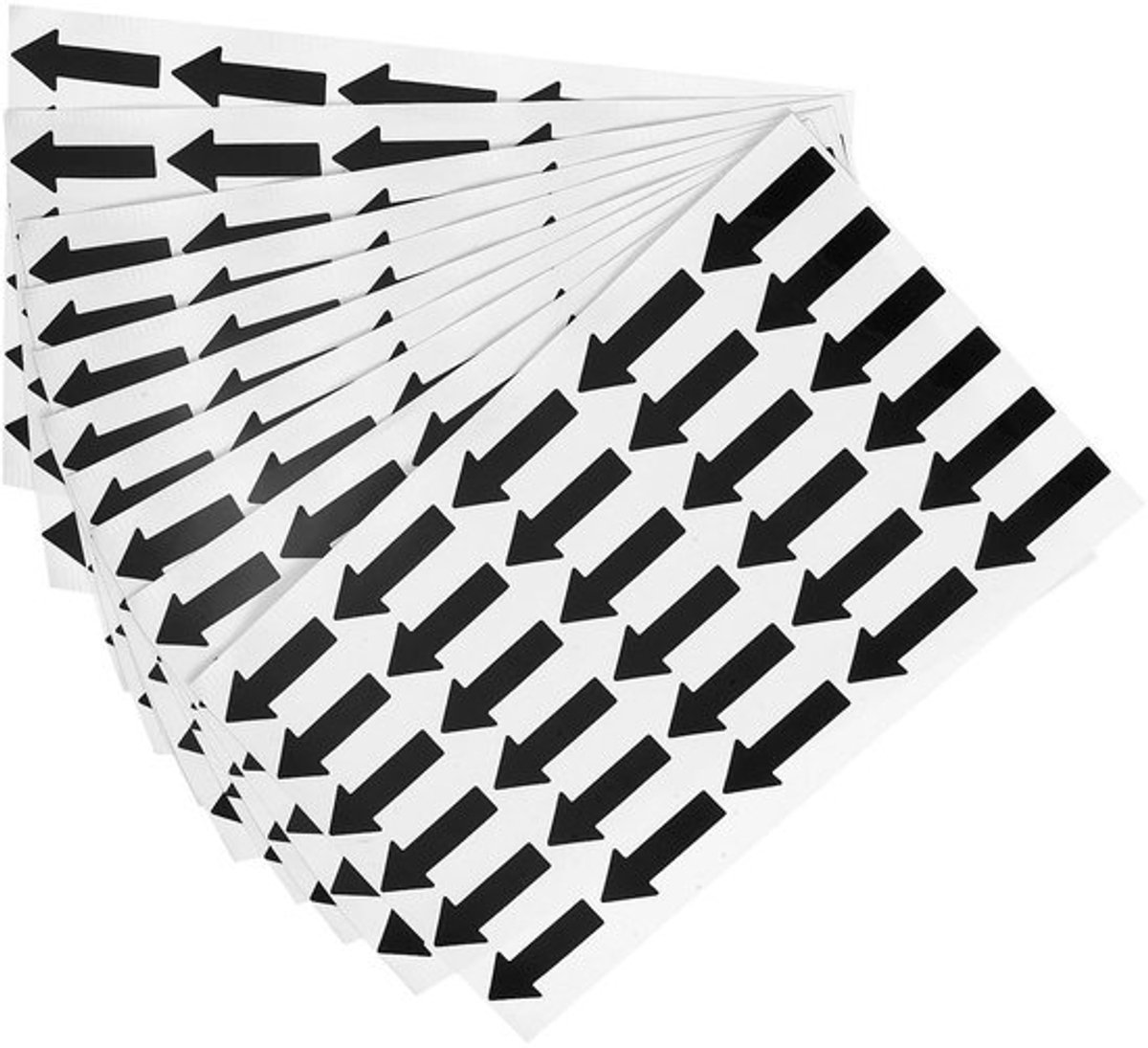 Verpakking van 20 Kleine Pijl Stickers, 1.2 x 0.4 PVC Hechtlabels voor Stroomrichting, Defectmarkering, Inspectie en Kwaliteitscontrole, Zwart