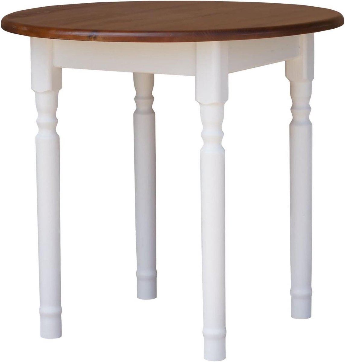 Ronde Eettafel - Keukentafel Hout - Gezellig Tafelen - Handgemaakt Grenenhout - 90 x 75 cm - Wit