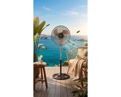 Krachtige Statiefventilator - Tafelventilator- 80W - 50CM - 3 Snelheden - Zwart