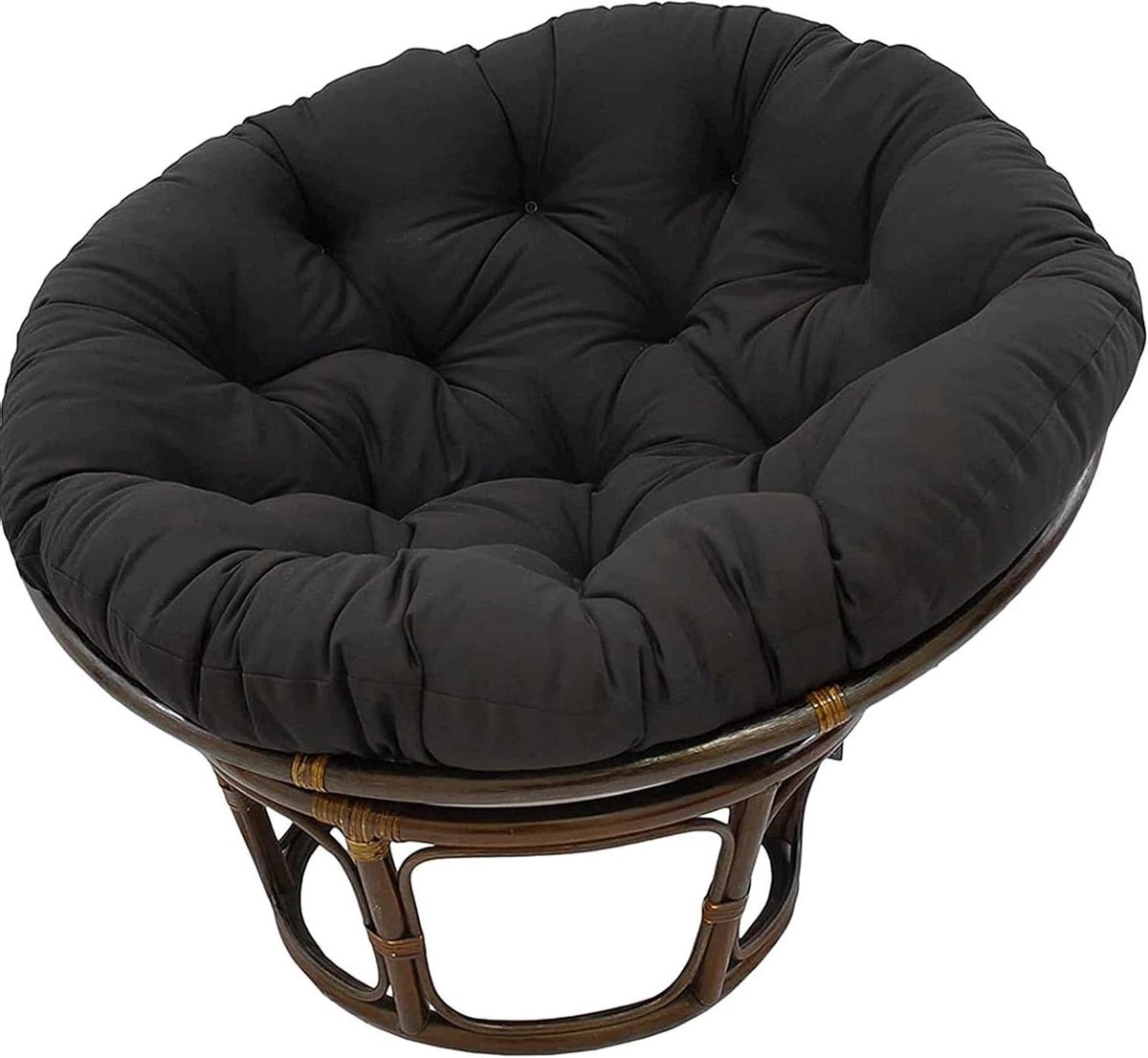 Fauteuilkussen Rond - Papasan Kussen - Buiten Zitten - Waterdichte Stof - 120x120cm - Zwart