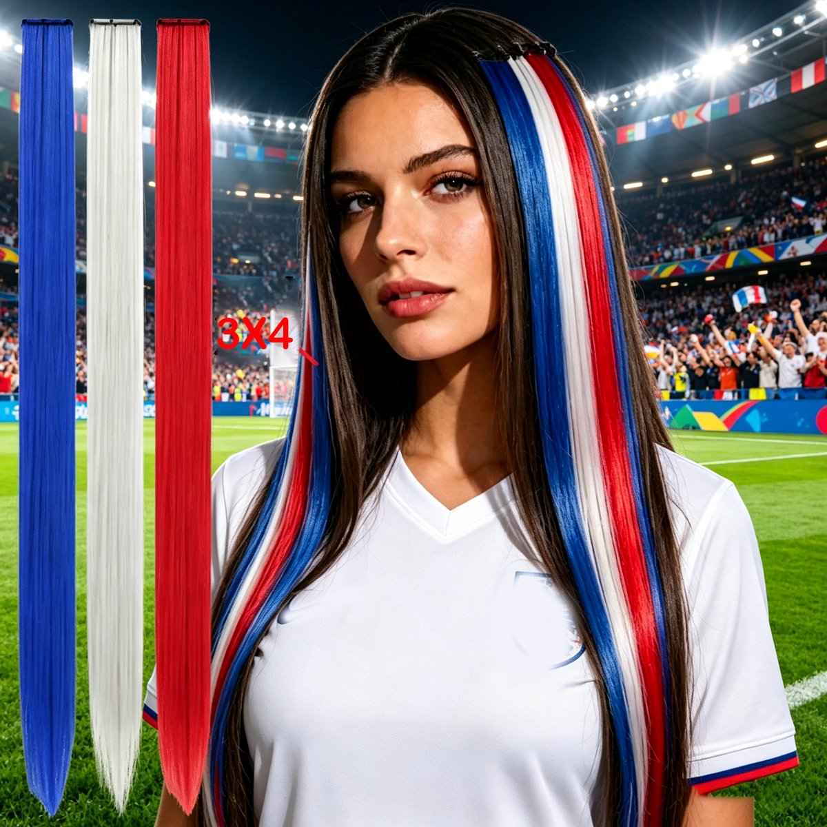 12 Stuks Rood-Wit-Blauwe Britse Vlag Haarextensies voor Dames & Meisjes Synthetische Haarstukjes Feest- en Sportaccessoire voor WK Voetbal Geschikt voor Alle Sportwedstrijden en Feesten
