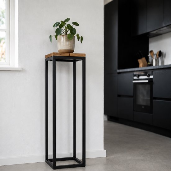 Lexington plantenstandaard / plantentafel – 20 x 20 x 60 cm – hout en zwart staal – Wibema