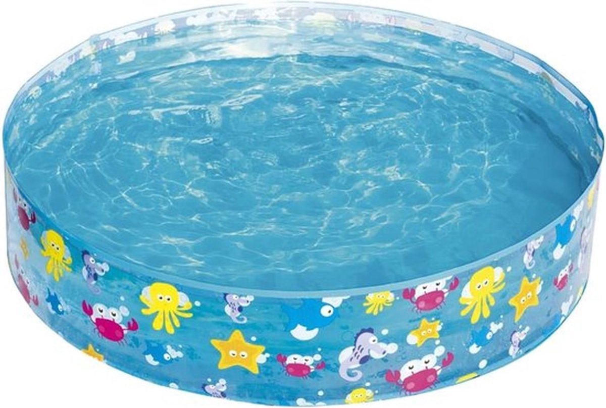 Peuter zwembad met glijbaan - Strandthema - FillN Fun Sparking Sea kinderbadje 122 x 25 cm Peuter zwembad met glijbaan