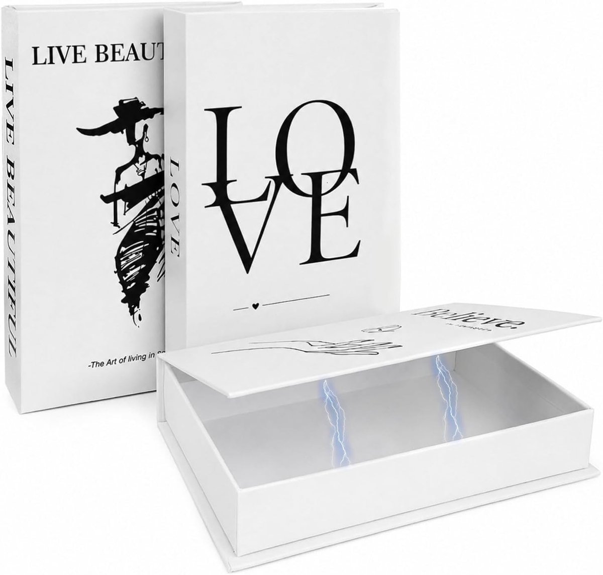 Set van 3 decoratieve boekenboxen, stapelbare opbergdozen voor moderne woonkamerdecoratie, esthetische nepboeken voor plank en tafel