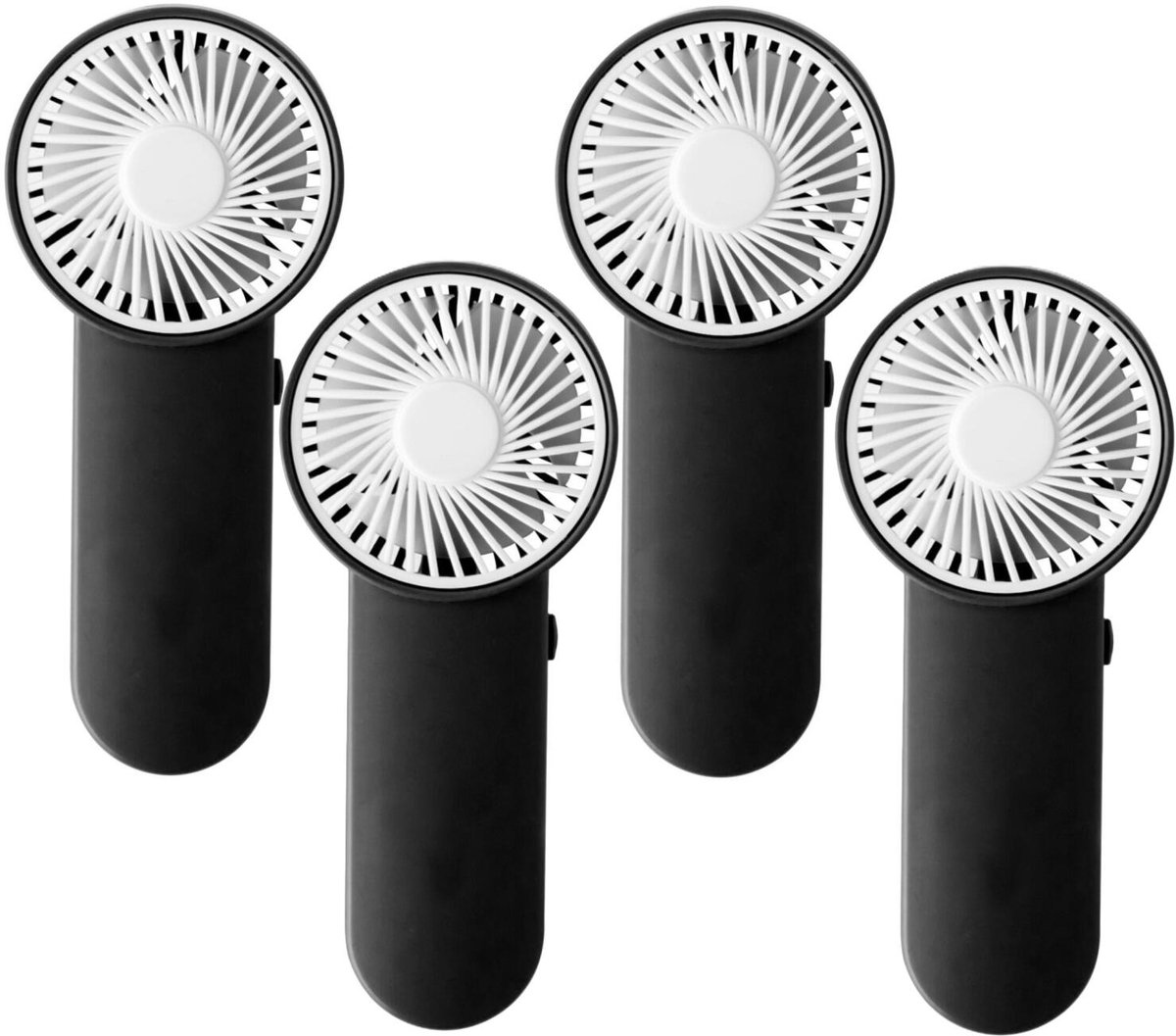 Trendoz Cooling Mini handventilator - 4x - zwart - 6.5 x 15 cm - verkoeling in zomer - Op batterijen