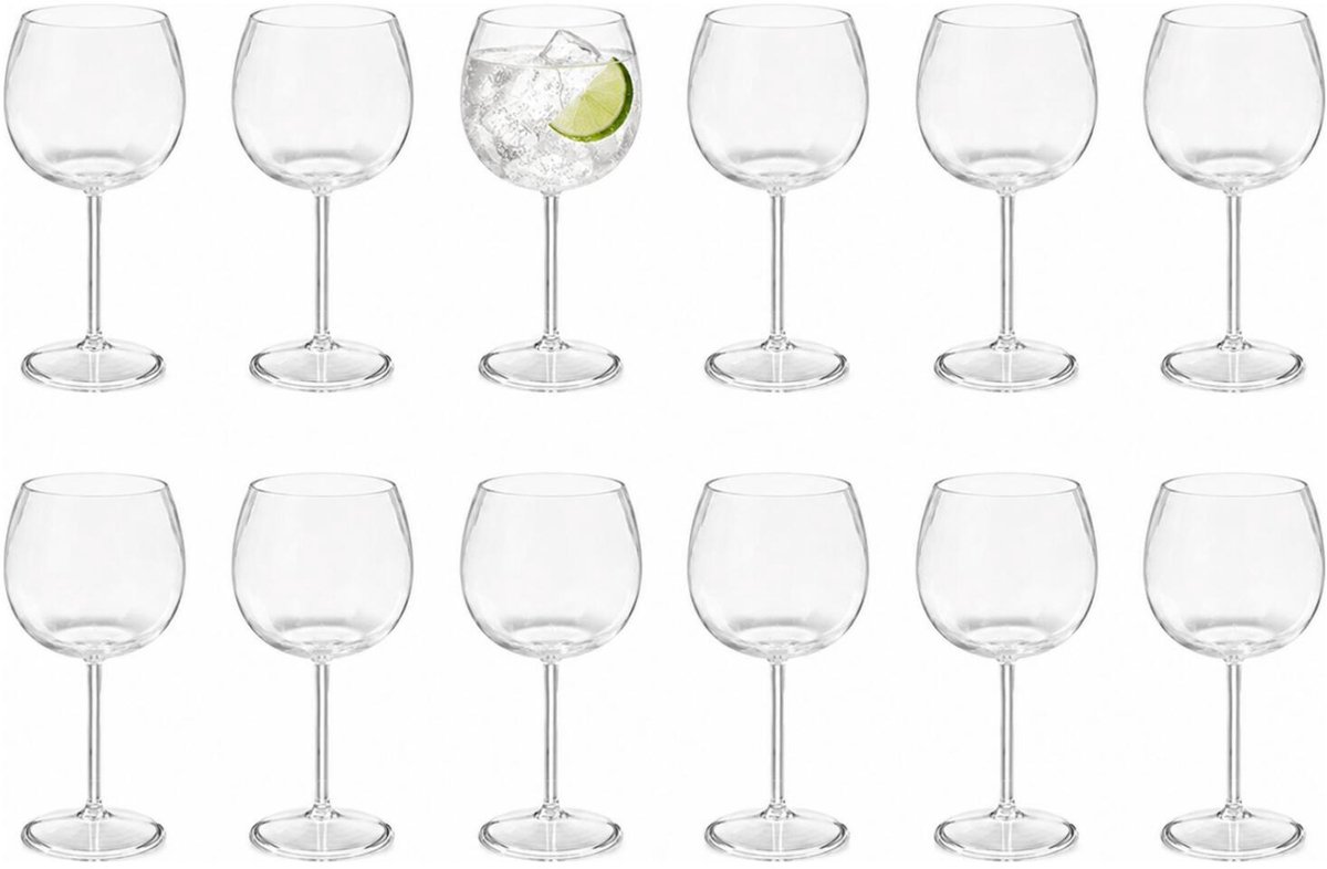 Leknes gintonic glazen - 12x - kunststof - 57 cl - onbreekbaar/herbruikbaar - cocktailglazen