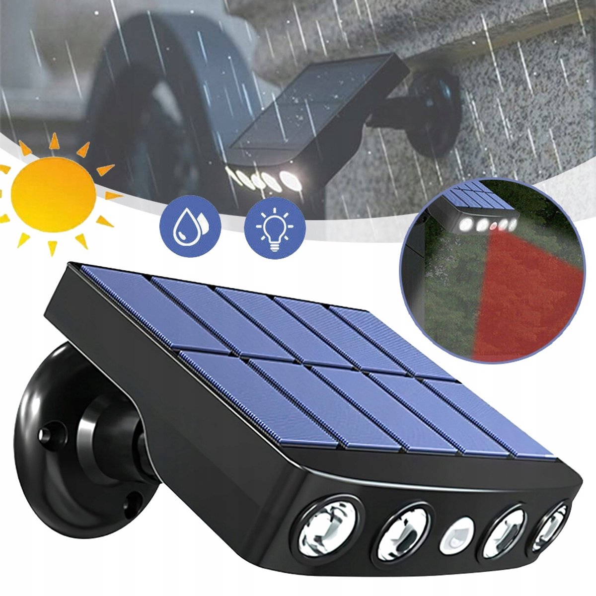 Solar Wandlamp Met Bewegingssensor En 3 Lichtstanden - IP65 Waterdicht Detectiebereik Van 0-6 Meter Brandduur Van 8 Uur - Eenvoudige Doe-Het-Zelf Installatie Ideaal Voor Tuin Terras En Binnenplaats
