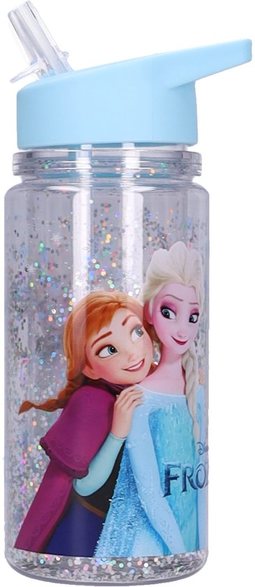 Disney Frozen II Twinkle Thirst Drinkfles - 300ml - Blauw - Glitter - Anna & Elsa