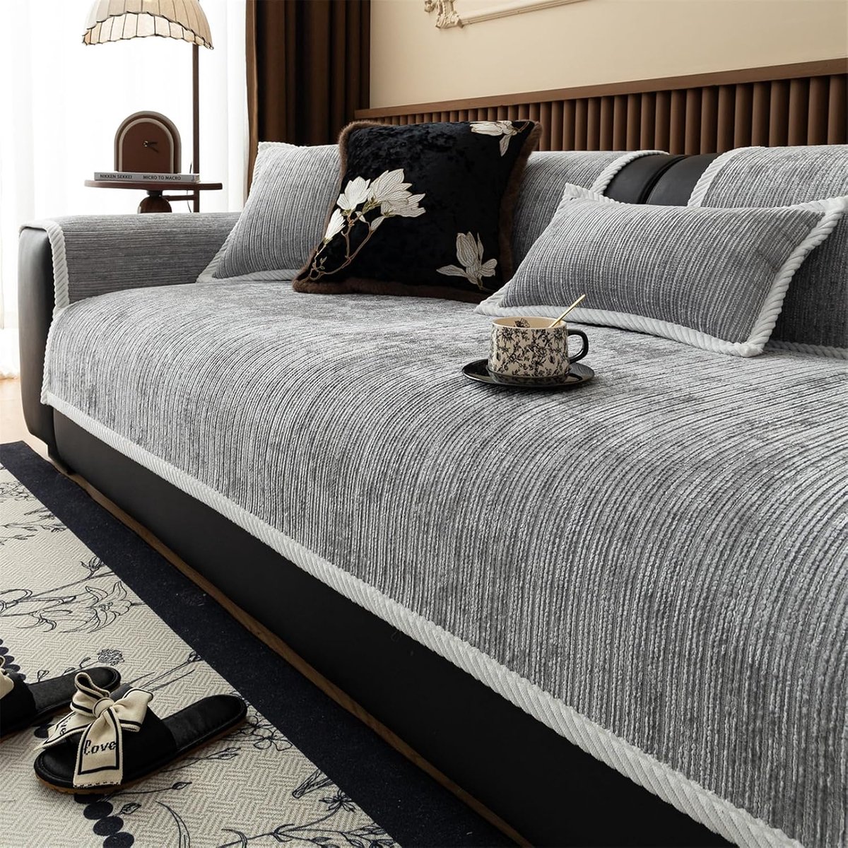 Bankhoezen - Luxe Bankhoes - 150 x 70 cm - Bankhoezen 1/2/3/4-zits - Bankbeschermer - Kussenhoezen - Bankkleed - Hoekbank - Bankovertrek - Meubelhoes - Antislip - Grijs