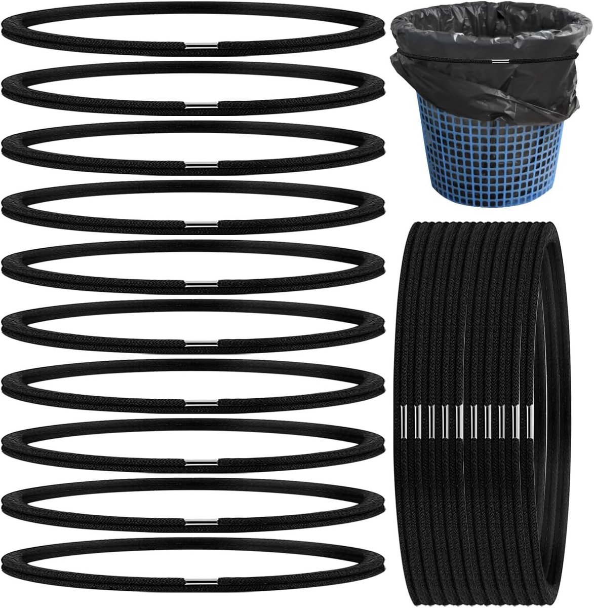 20 Stuks Elastische Rubberbanden voor Vuilnisbakken, Ideaal voor 13 tot 30 Gallon, Perfecte Oplossing voor Afvalzakken in Huis, Kantoor en Buitenactiviteiten