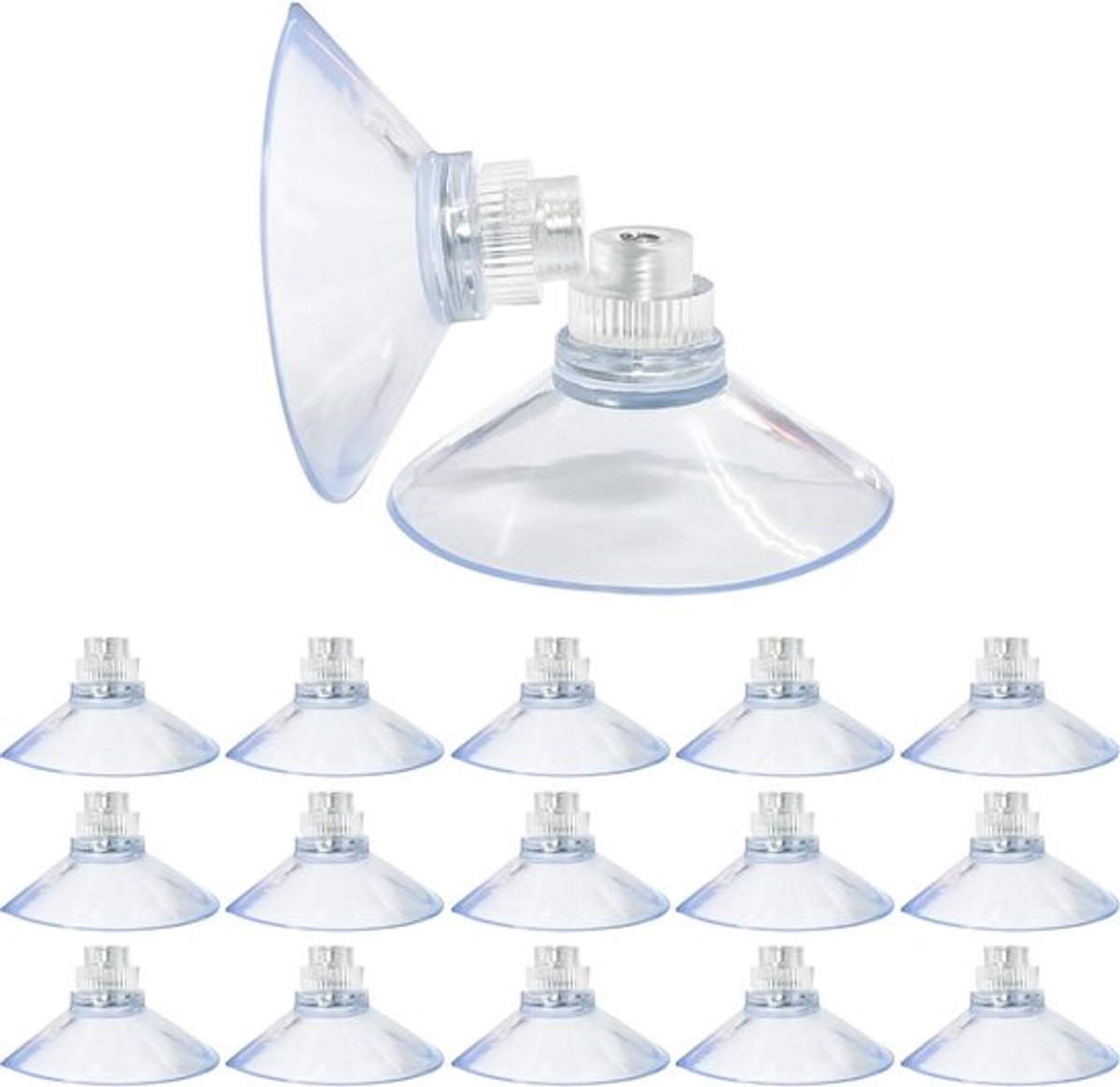 Zuignap met schroefdraad - Transparante Zuignap - 15 Stuks