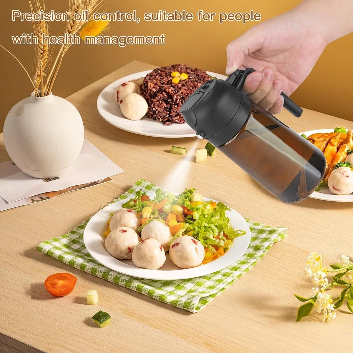 Oliesproeier - Glazen Fles - 2-in-1 Sproeier en Dispenser - UV-bescherming - Voor Koken en Salades