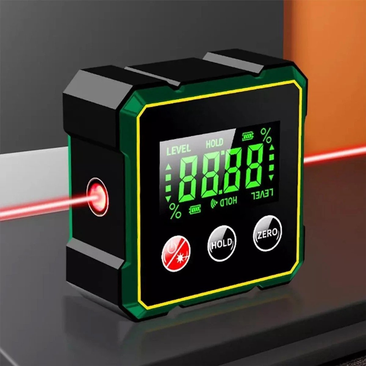 Digitale Hoekmeter met Laser - Digitale Hellingmeter - Sterke Magnetische Bevestiging - Waterdicht - 6.6x6x3.3 cm