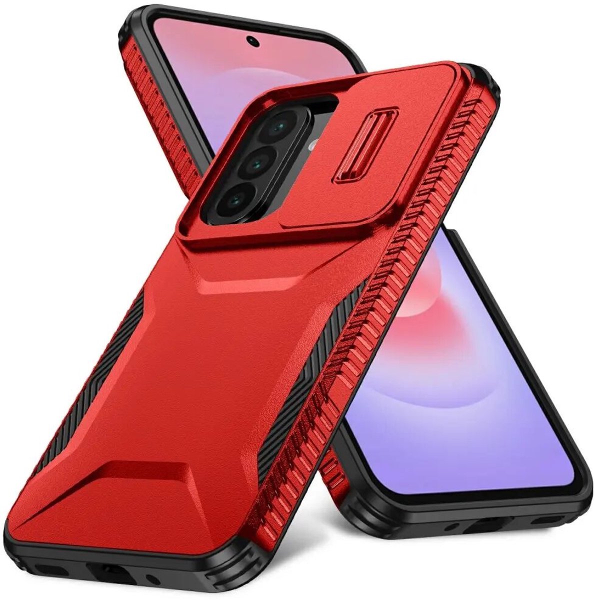 Hoesje Geschikt voor Samsung Galaxy A27 | Back Cover met Camera Slider | Schokbestendige Case | Camera Cover | Stevig | Rood