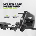 Zwarte VirtuFit ROW100 roeitrainer, makkelijk verstelbaar met 4 weerstandsniveaus.