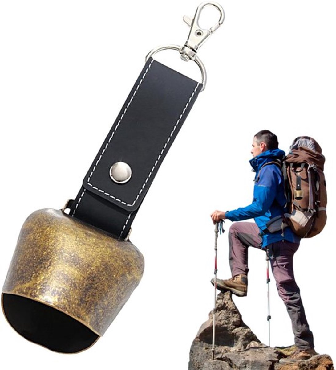 1 stuk anti-beren-klokken, berenglokken voor wandelaars, vintage metalen mini-koeienklokken, bel, wandelen voor tas, voor wandelen, kamperen, outdoor-activiteiten (C1)