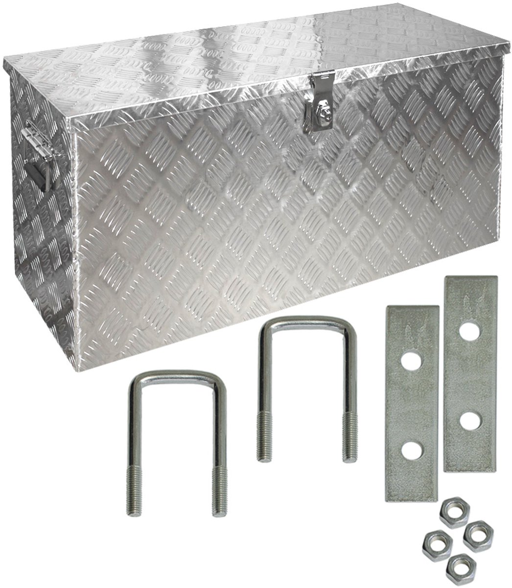 trucky Aluminium gereedschapskist voor vrachtwagens, model D120, 89 x 36 x 42 cm, afsluitbaar, robuust traanplaatmateriaal, inclusief montageset, voor werkplaats, hobby en auto