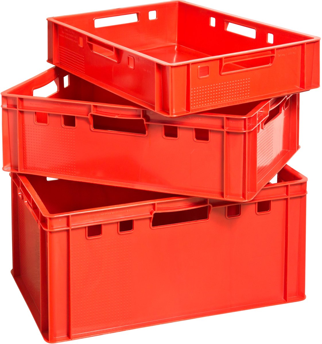 Vleeskrattenset E1 E2 E3 Rode vleeskratten Euroboxen Voedselveilige slagerskist Opbergdoos Plastic Bak Stapelbaar Kingpower