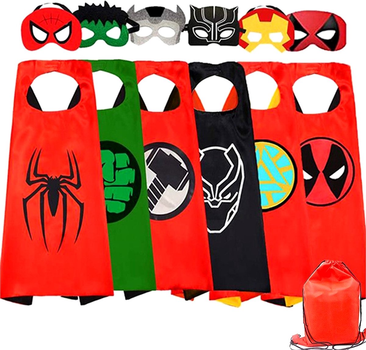 Geweo Kinder Halloween Kostuum-6-delige Superhelden Cape & Masker Set - Cartoon Kostuum Accessoires voor Kinderen - Verkleedspel voor Jongens & Meisjes - Verjaardagsfeest Cadeaus