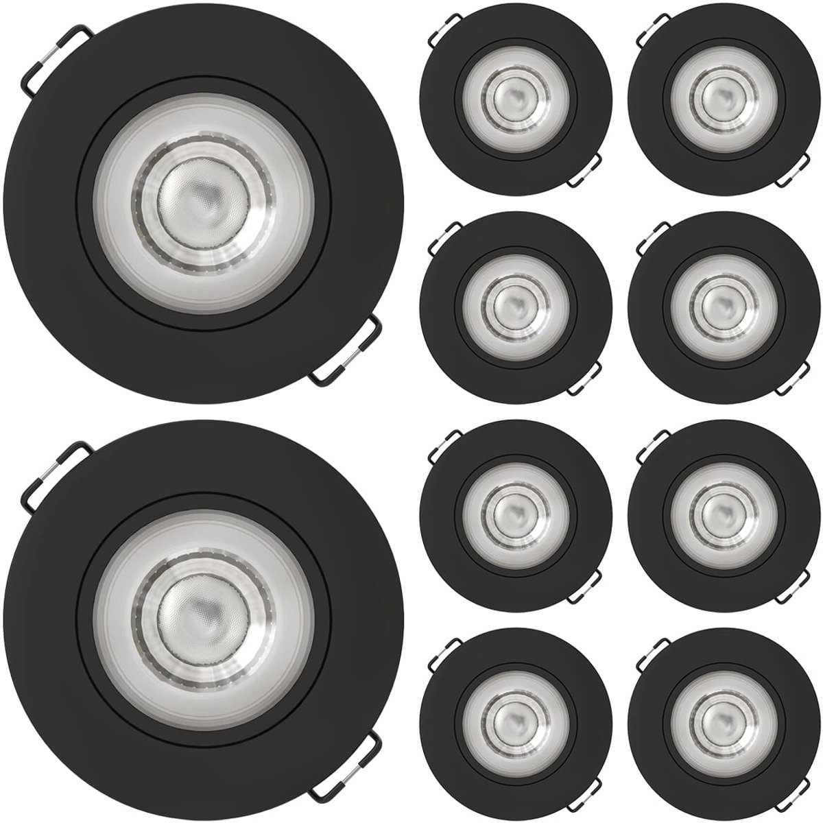 Modee LED Inbouwspot Rond - 4.8W 420 Lumen - 4000K Neutraal Wit - IP20 Ø80mm - Zwart - 10 stuks