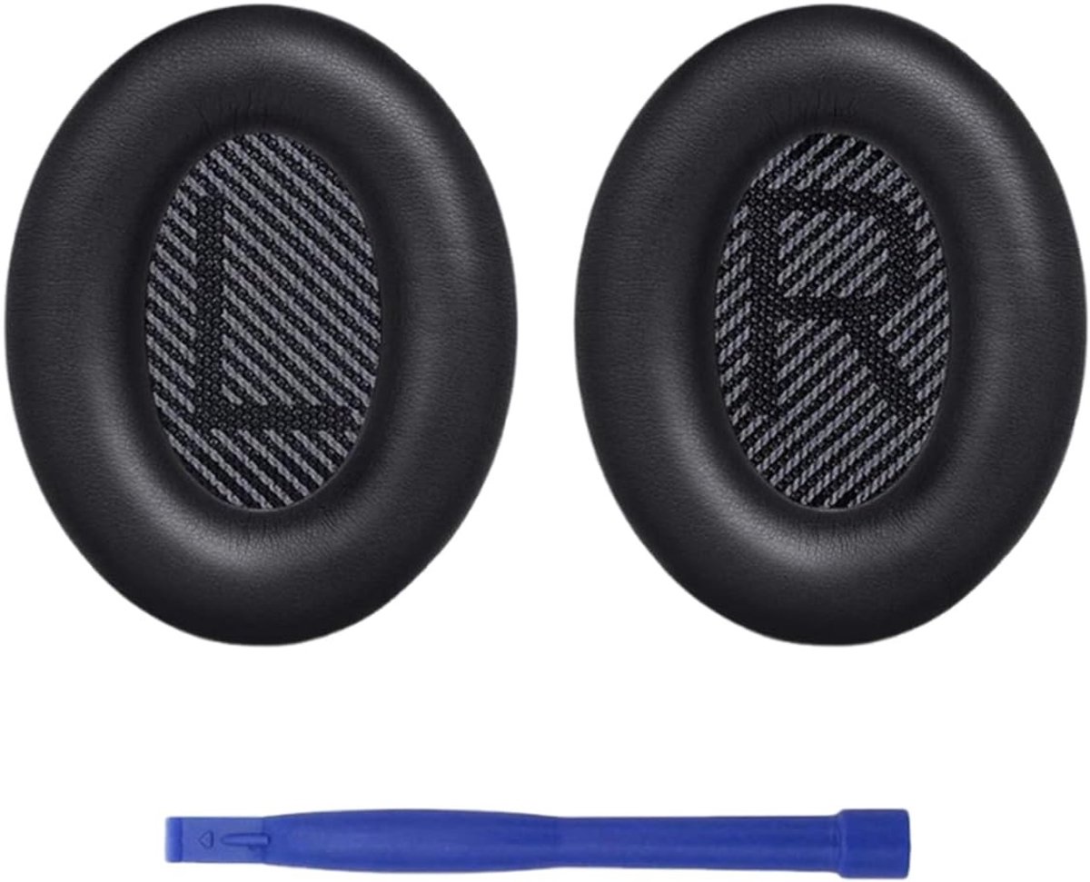 Vervangende bekleding voor QC35 en QC35 II hoofdtelefoons, zacht kunstleer, geluidsisolerend schuim, comfortabele kussens (zwart)