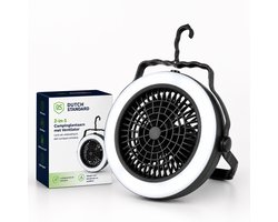 2-in-1 Campinglamp met Ventilator – Ophangbare Tentlamp en Plafondventilator – Werkt op 3x AA…