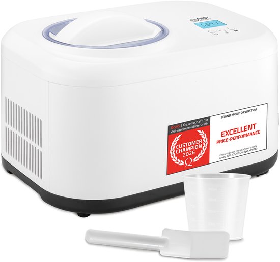 TZS First Austria IJsmachine - 1 L - Zelfvriezend met compressor - Roomijsmachine - Ice Cream Maker - Wit