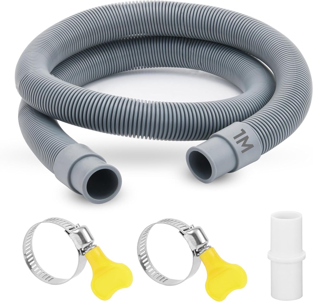 Verlengslang voor afvoer 1 m - Geschikt voor wasmachines en vaatwassers met connector en klemmen (20 mm)