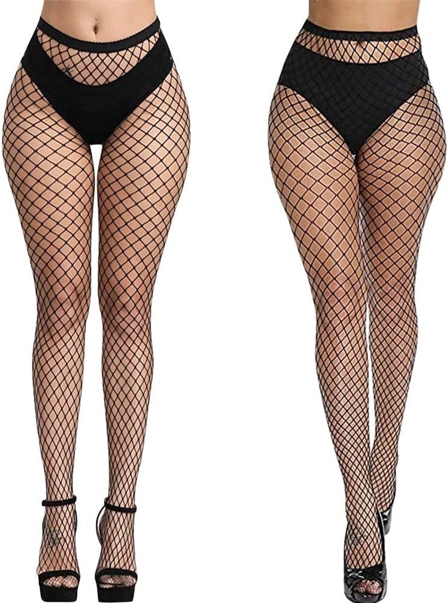 Zwarte Visnet Panty voor Dames, Sexy Fishnet Kousen, Hoge Taille, Perfect voor Feestjes en Avonden Uit