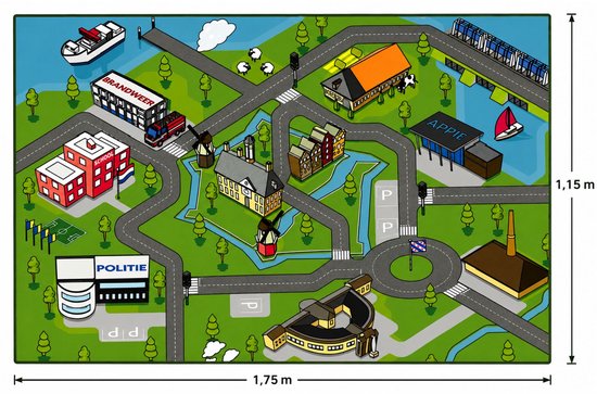 Speelkleed - - Speelkleed Stad - Verkeerskleed Kinderen - Antislip Onderkant - Wasbaar - 175x115 cm — afbeelding 4