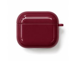 Enluxe Case geschikt voor Airpods 4 - Glanzend Bordeauxrood - Strak Hardcase Hoesje, Schokbestendig