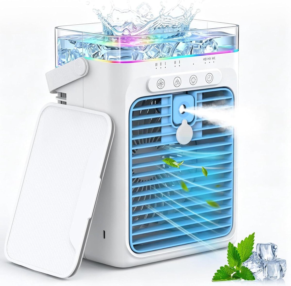 Mobiele Airconditioner - Mini Airco - Persoonlijke Koeling - 5-in-1 Functie - 1 Kilogram - Blauw