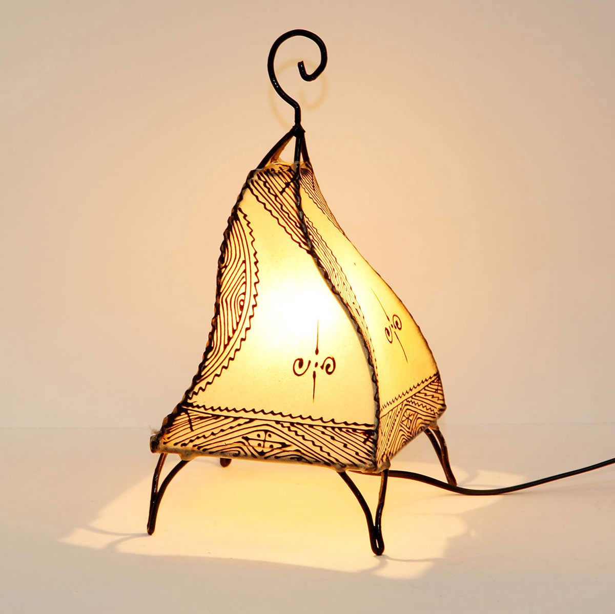 Oosterse tafellamp – Marokkaanse hennalamp van geitenleer – E14 – 35–38 cm