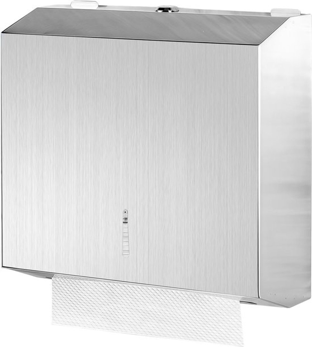Papieren handdoekdispenser, handdoekdispenser voor papieren handdoeken, wandmontage, roestvrij staal, papierdoekdispenser met slot, grote inhoud voor badkamer, keuken en openbare plaatsen