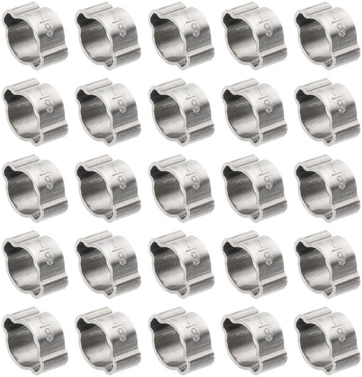 30 Stuks 7-9mm Dubbele Oor Slangklem - 304 RVS O-Clip Bevestigingsringen - Zilver Kleur