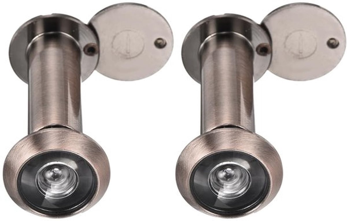 9/16" Deur Viewer Peephole - 2 Stuks - 180 Graden - Draaiende Privacy Deksel - Rood Brons