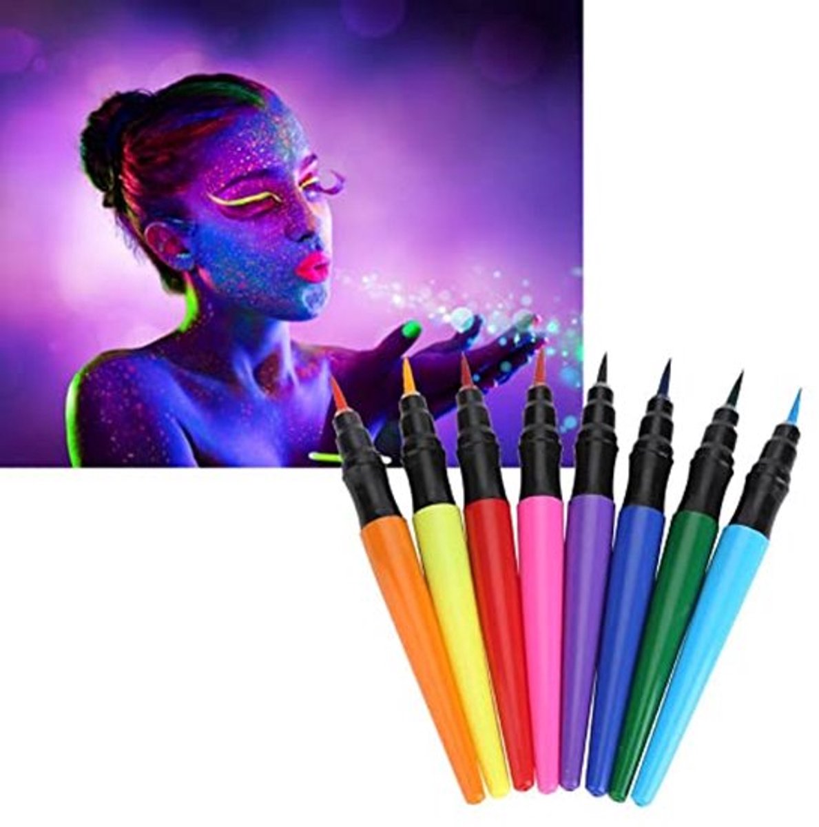 8 Kleur Bodypaint Brush Pen Set - Huidvriendelijk, Permanente Markers voor Body Art