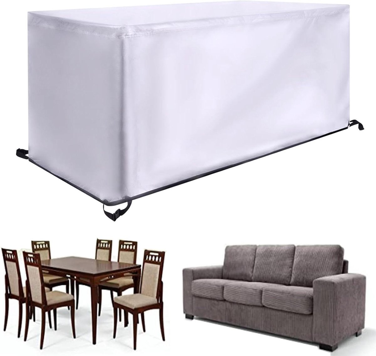 Beschermhoes Tuinmeubelen - Dekzeil Meubels - Buiten Meubels - Waterdicht UV-bestendig - 300x300x74 cm - Zilver