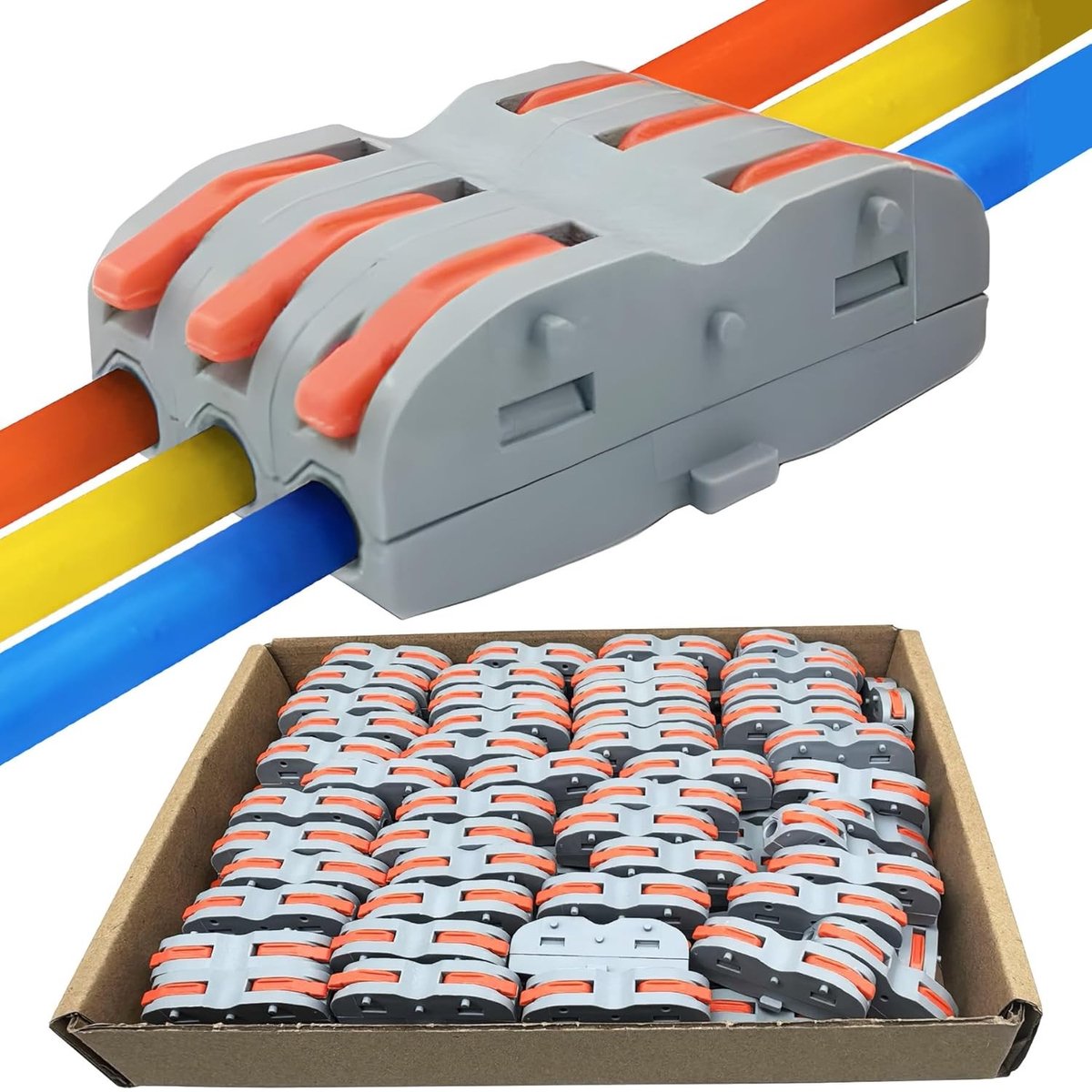 Splicable Quick Wire Terminals Connectoren voor veilige bedrading 0.1-2.5mm2 - 100 stuks, hefboommoer, compacte aansluitingen, elektrische verbindingen