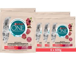 PURINA ONE Sterilcat graanvrije droogvoeding met rundvlees (6 x 600g)