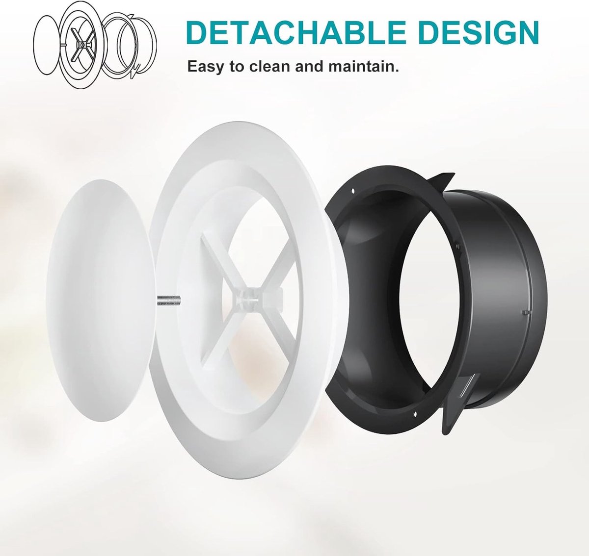 Ronde Ventilatierooster 100mm met Vergrendeling voor Montage op Geventileerde Muren in Garages, Keukens, Badkamers en Slaapkamers