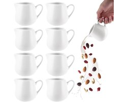 Set van 8 Porseleinen Melkkannen, 240 ml - Ideaal voor Espresso, Cappuccino en Melkschuim