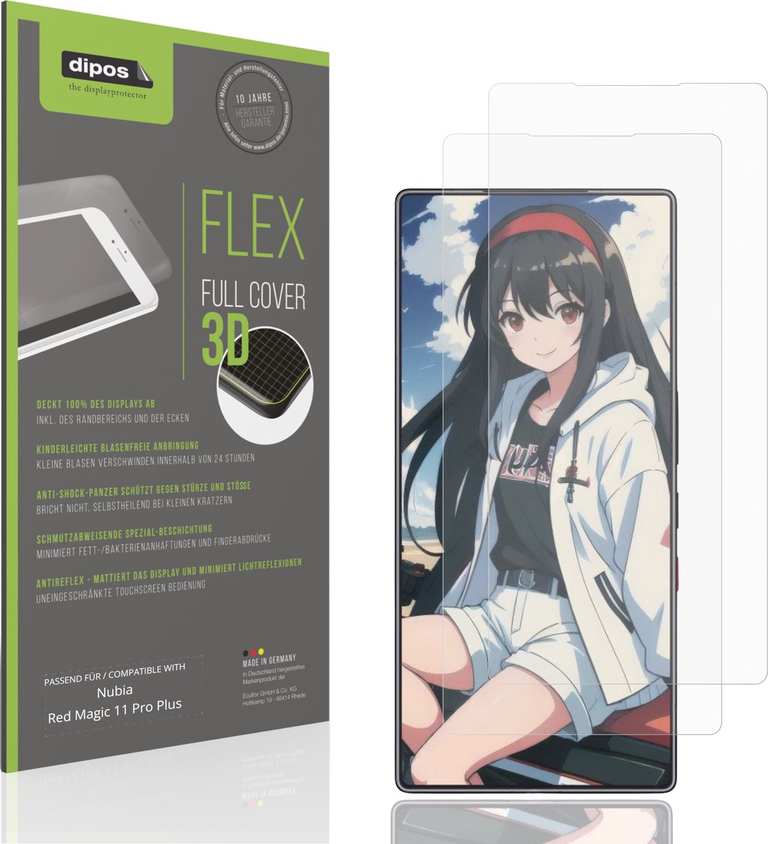 dipos FLEX – 2x Matte Screenprotector geschikt voor Nubia Red Magic 11 Pro Plus | Volledige Schermbescherming | Case-Friendly