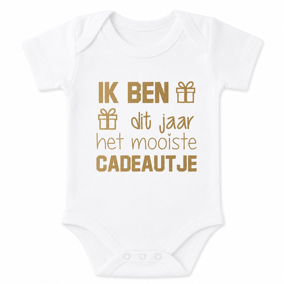 Baby romper met tekst-zwangerschap aankondiging | ik ben dit jaar het mooiste cadeautje | korte mouw | wit goud | maat 62/68 | geboorte kraamcadeau cadeau eerste Moederdag liefste mama Vaderdag papa – foto 2