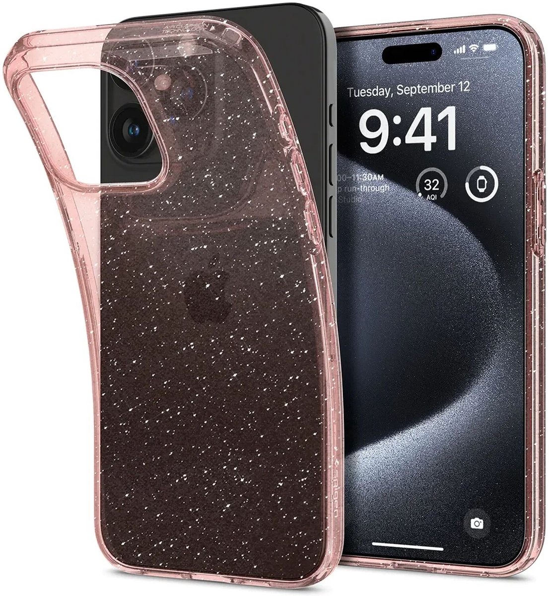 Spigen Liquid Crystal Apple iPhone 15 Pro Hoesje Glitter Roze Quartz