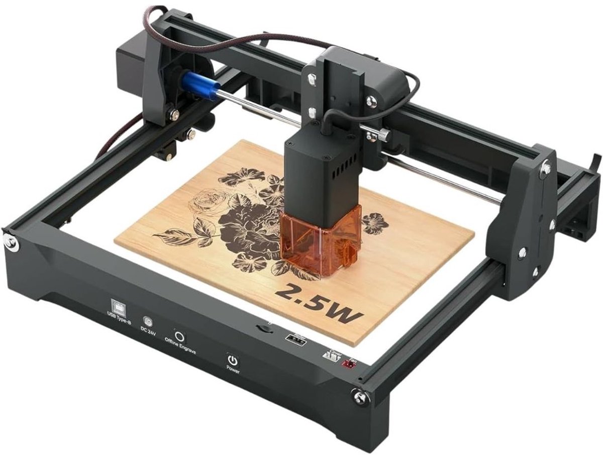 KIRA® Laser Graveermachine - Laser Cutter - Compacte Laser Cutter voor Graveren en Snijden - Zwart - 37cm x 33cm x 19cm